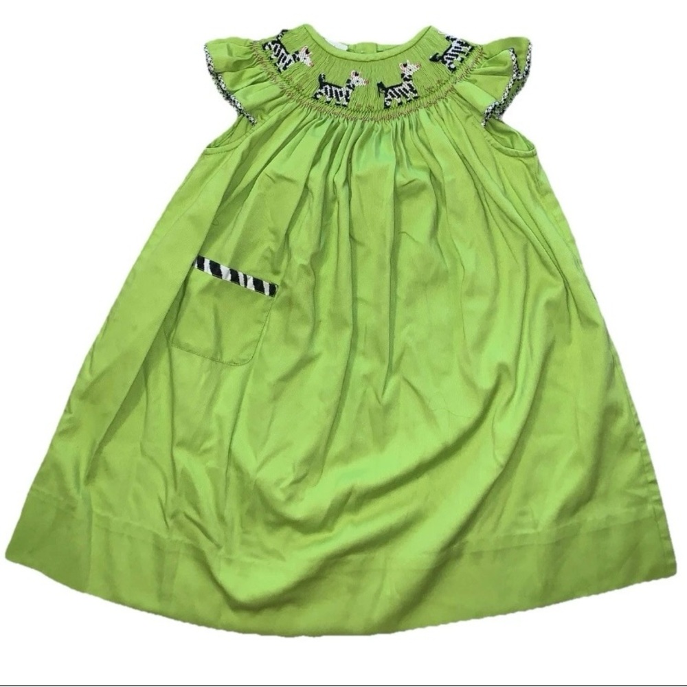 Amanda remembered Green Sleeveless Dress with zebra Embroidered Detail Sz 2